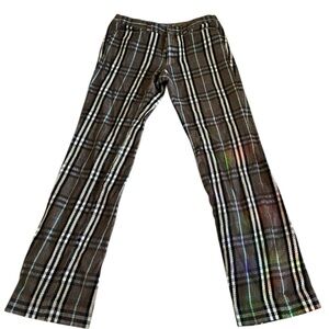 Burberry Plaid Gray White Black Straight-Leg Pants
